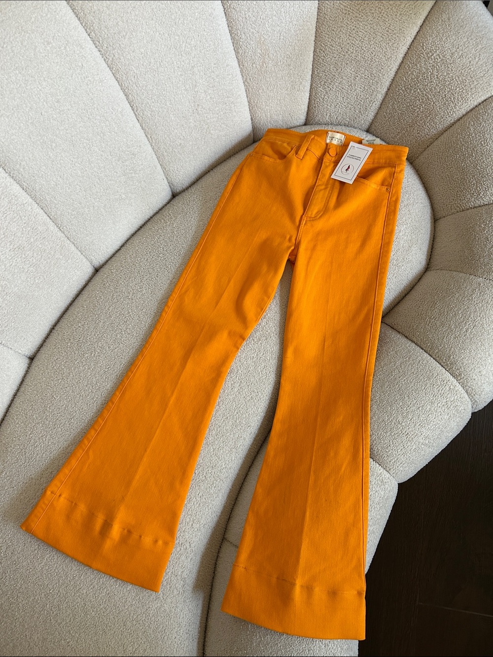 Alice + Olivia Bright Orange Flared Jeans